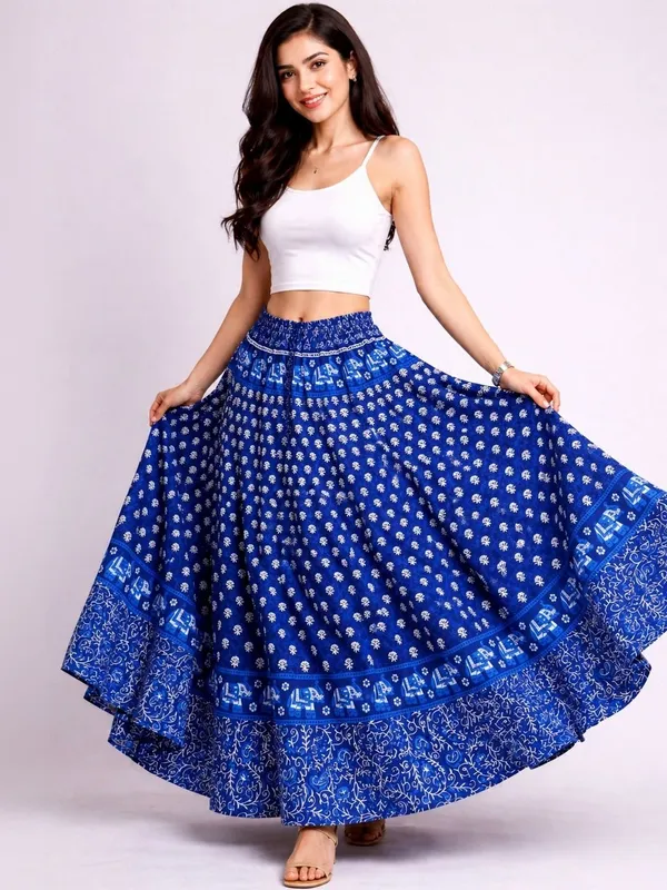TATVANI_–_Cotton_Jaipuri_Printed_Elastic_Skirt