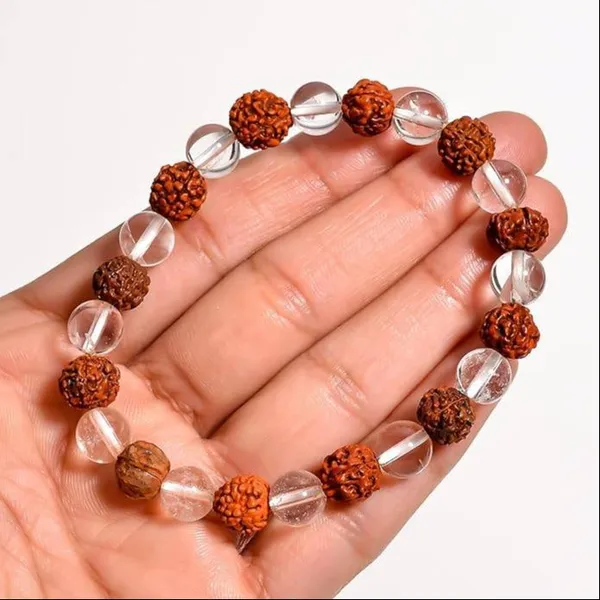 Natural_5_Mukhi_Rudraksha_Quartz_Adjustable_Healing_Bracelet