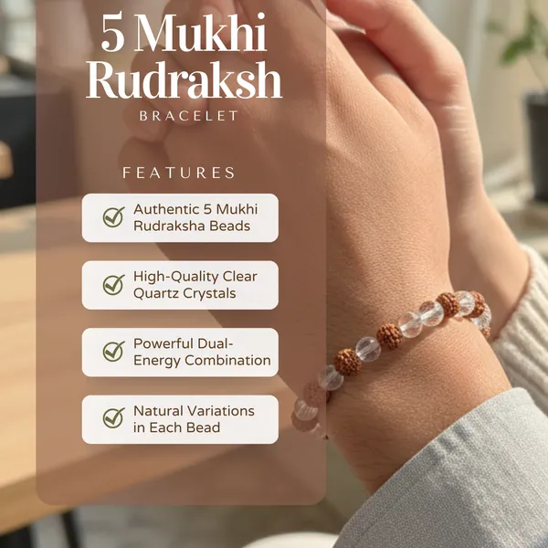Natural_5_Mukhi_Rudraksha_Quartz_Adjustable_Healing_Bracelet