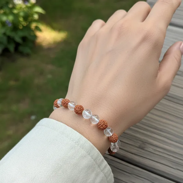 Natural_5_Mukhi_Rudraksha_Quartz_Adjustable_Healing_Bracelet