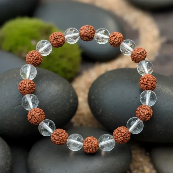 Natural_5_Mukhi_Rudraksha_Quartz_Adjustable_Healing_Bracelet
