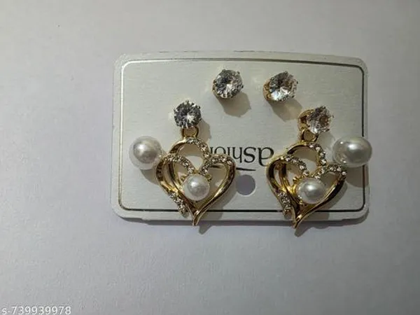 Gold_Luxury_Rose_Gold_Stud_Pearl_Drop_Earring_Combo_Set_Of_2