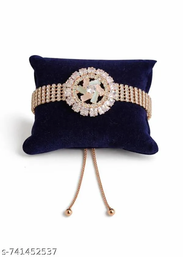 Rose_Gold_Exquisite_Rose_Gold_Bolo_Bracelet_With_Floral_Crystal_Medallion_And_Adjustable_Slider