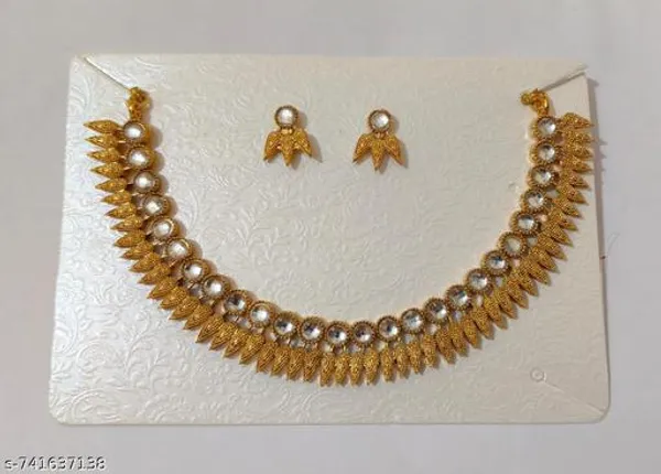 Gold_Antique_Gold_Plated_Kundan_Choker_Necklace_Set_With_Matching_Leaf_Drop_Earrings