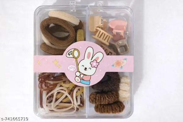 Brown_Kawaii_Bunny_Hair_Accessory_Organizer_4_Compartment_Travel_Kit_With_Clips_Elastics