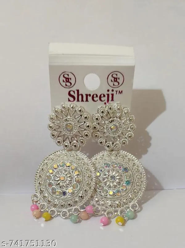 Pastel_Multicolor_Shreeji_Oxidized_Silver_Floral_Mandala_Drop_Earrings_With_Multi_Colored_Pastel_Beads