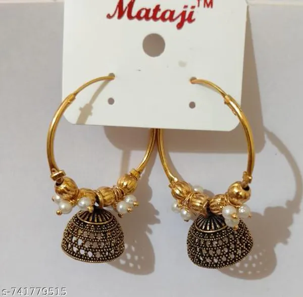 Gold_And_Black_Plated_Traditional_Bali_Jhumka_Earrings_With_White_Pearl_Accents