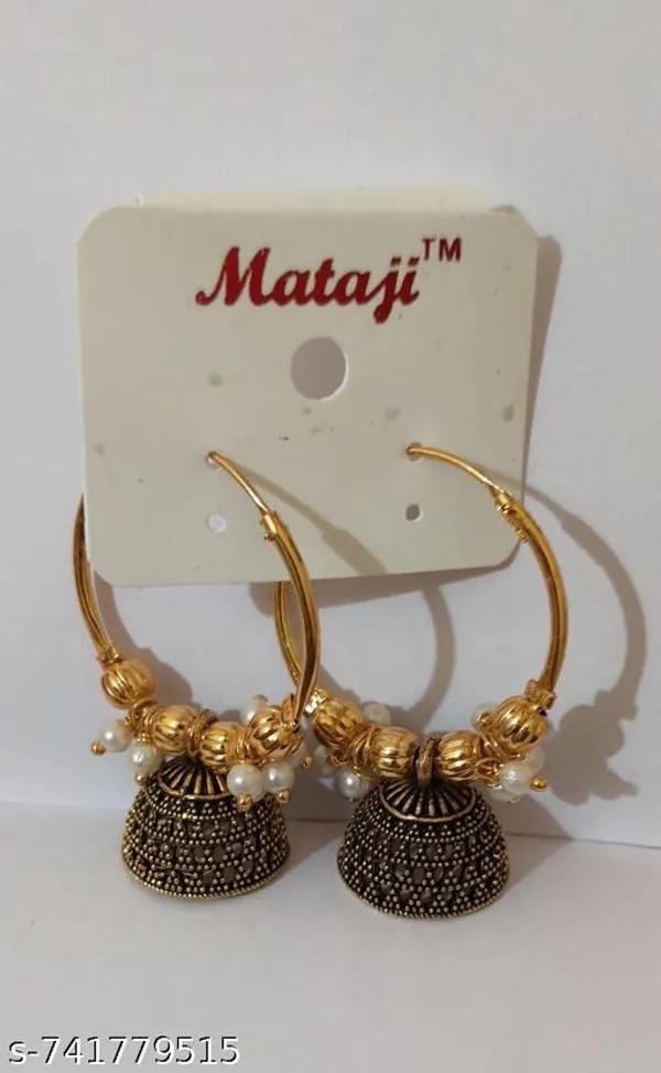 Gold_And_Black_Plated_Traditional_Bali_Jhumka_Earrings_With_White_Pearl_Accents