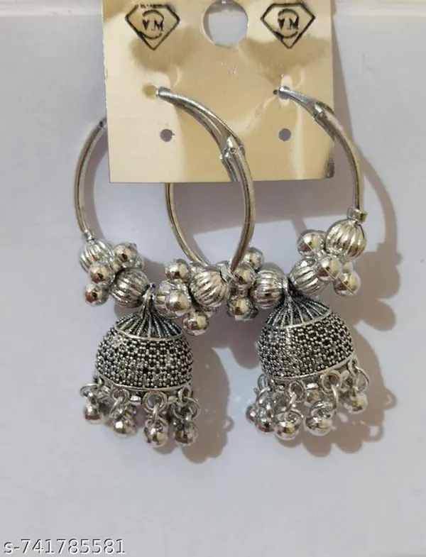 Silver_German_Silver_Oxidised_Hoop_Jhumka_Earrings_With_Ghungroo_Clusters