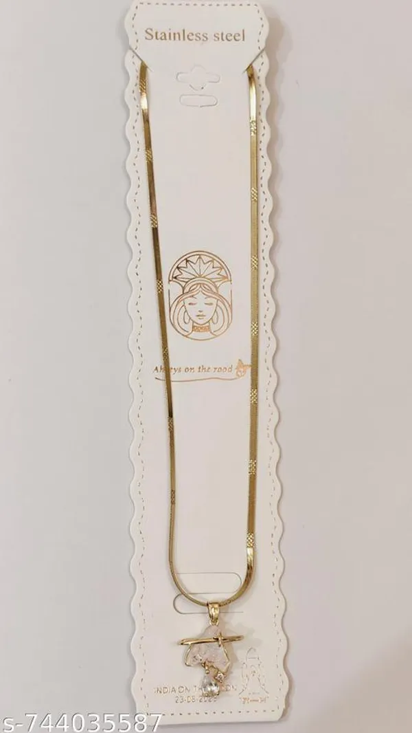 Gold_Celestial_Saturn_Pendant_Necklace_Gold_Plated_Stainless_Steel_Herringbone_Chain_With_Raw_Crystal_Accent