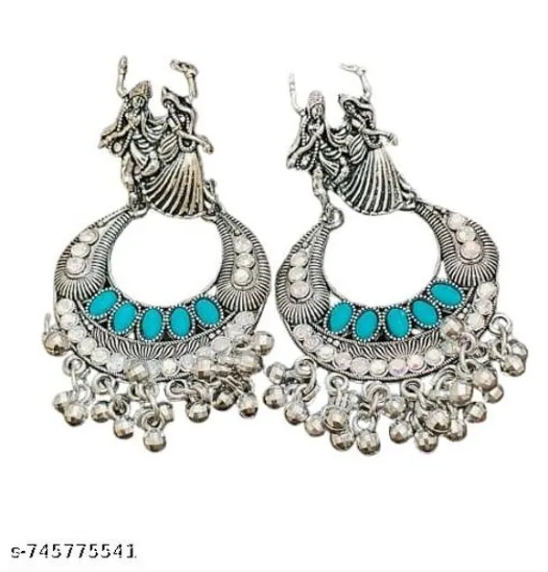 Antique_SilverAnd_Blue_Antique_Gold_Tone_Radha_Krishna_Chandbali_Earrings_With_Turquoise_Accents_And_Ghungroo_Drops
