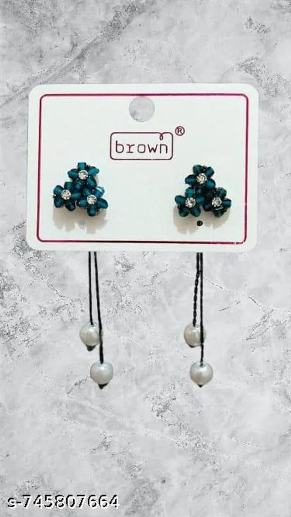 Green_Blushing_Meadow_Triple_Flower_Studs_With_Dainty_Pearl_Drop_Accents