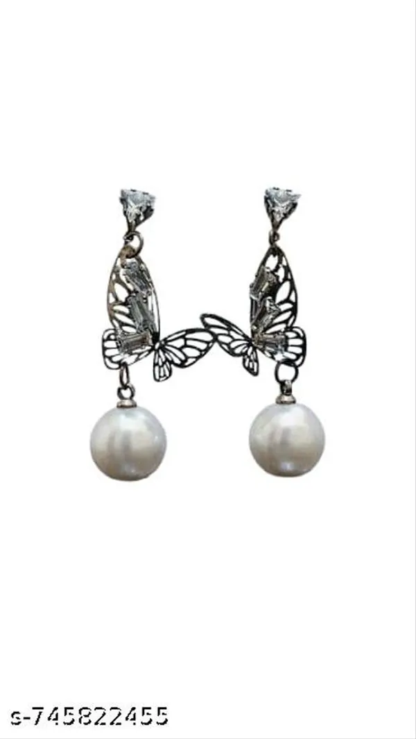 Silver_And_White_Butterfly_Dangle_Earrings_With_Heart_Pearl_Accents_And_Crystal_Studs