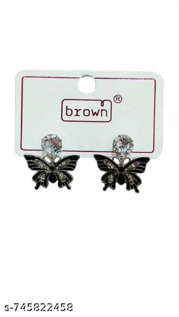 Black_Butterfly_Dangle_Earrings_With_Heart_Pearl_Accents_And_Crystal_Studs