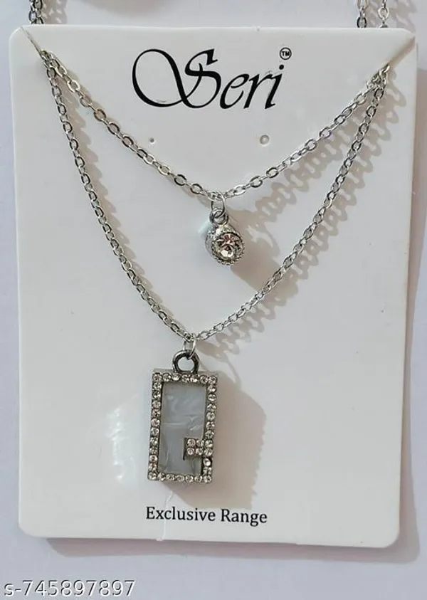 Silver_Seri_Tone_Double_Layered_Necklace_With_Crystal_Solitaire_And_Floral_Pendant