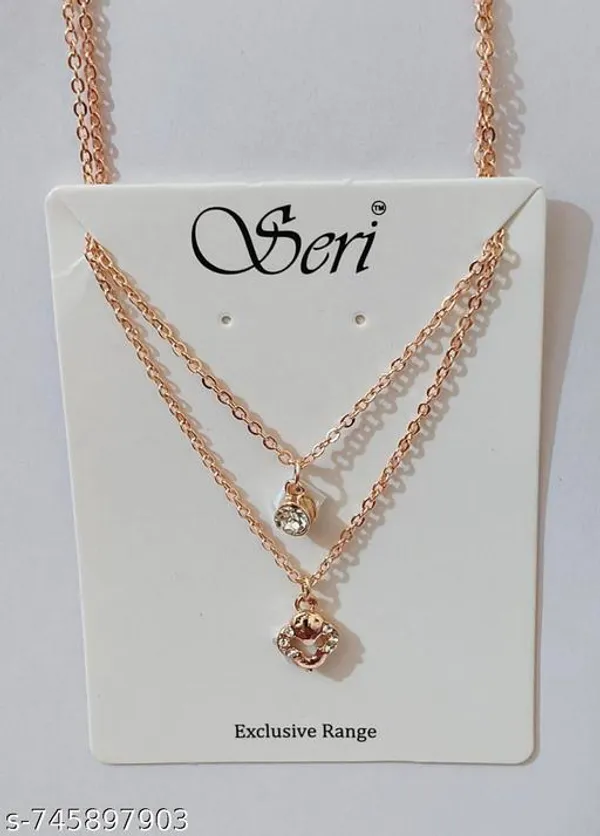 Rose_Gold_Seri_Tone_Double_Layered_Necklace_With_Crystal_Solitaire_And_Floral_Pendant