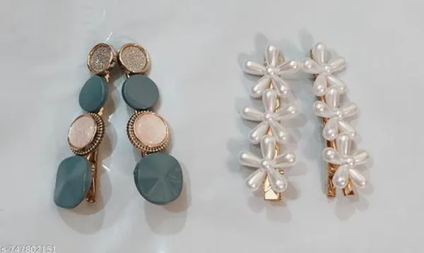 Green_and_White_Decorative_Hair_Clips_For_Wedding_Parties_Stone_And_Pearl_Barrettes_Iridescent_Flower_Petal_Hair_Pins_Pack_Of_4