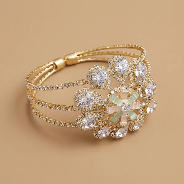 Gold_Statement_Cuff_Bracelet_For_Women_Multi_Strand_Crystal_Floral_Bangle_Wedding_Special_Occasion_Jewellery