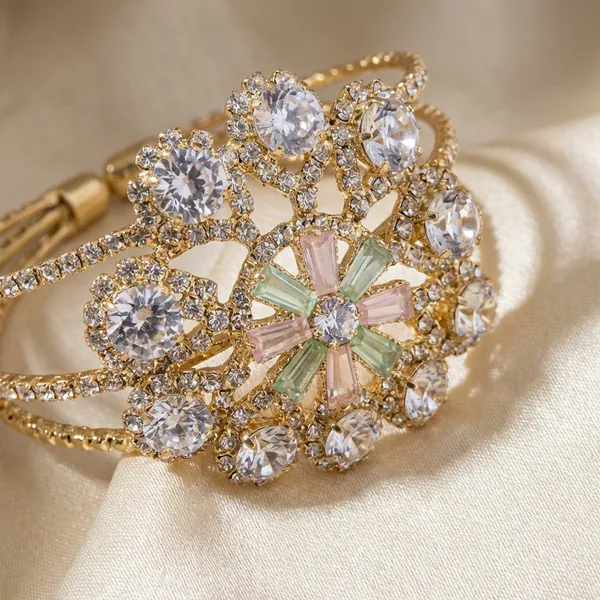 Gold_Statement_Cuff_Bracelet_For_Women_Multi_Strand_Crystal_Floral_Bangle_Wedding_Special_Occasion_Jewellery