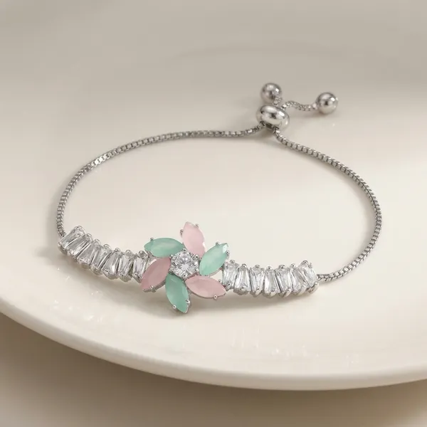 Silver_The_Romantic_Choice_Pastel_Floral_Marquise_Bolo_Bracelet_In_Silver_Finish