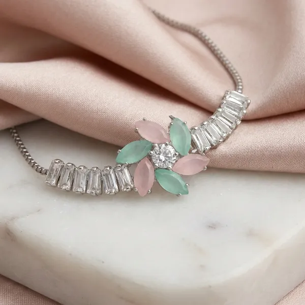 Silver_The_Romantic_Choice_Pastel_Floral_Marquise_Bolo_Bracelet_In_Silver_Finish
