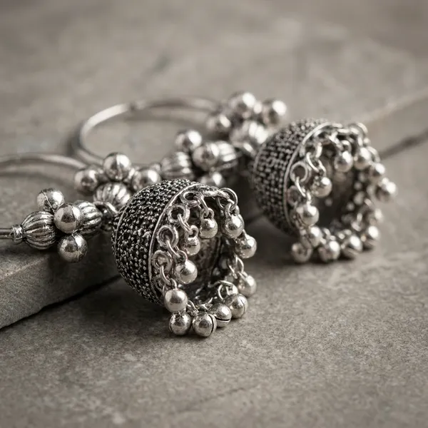 Silver_German_Silver_Oxidised_Hoop_Jhumka_Earrings_With_Ghungroo_Clusters