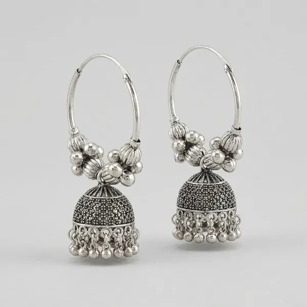 Silver_German_Silver_Oxidised_Hoop_Jhumka_Earrings_With_Ghungroo_Clusters