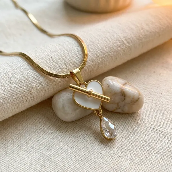 Gold_Celestial_Saturn_Pendant_Necklace_Gold_Plated_Stainless_Steel_Herringbone_Chain_With_Raw_Crystal_Accent