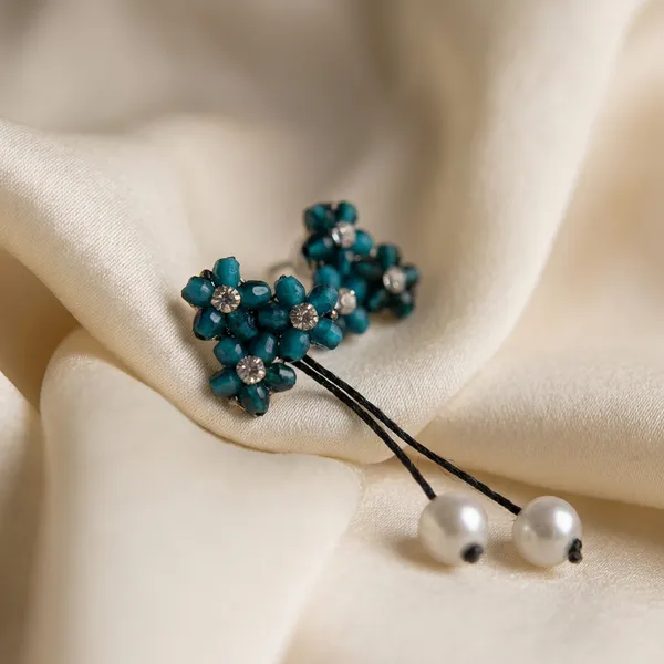Green_Blushing_Meadow_Triple_Flower_Studs_With_Dainty_Pearl_Drop_Accents