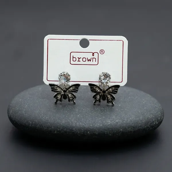 Black_Butterfly_Dangle_Earrings_With_Heart_Pearl_Accents_And_Crystal_Studs