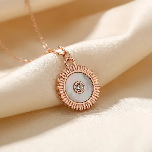 Rose_Gold_And_Pink_Seri_Tone_Double_Layered_Necklace_With_Crystal_Solitaire_And_Floral_Pendant