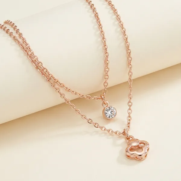 Rose_Gold_Seri_Tone_Double_Layered_Necklace_With_Crystal_Solitaire_And_Floral_Pendant