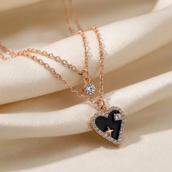 Rose_Gold_And_Black_Exclusive_Layered_Heart_Star_Pendant_Necklace_Romantic_Gift_For_Her