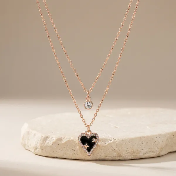 Rose_Gold_And_Black_Exclusive_Layered_Heart_Star_Pendant_Necklace_Romantic_Gift_For_Her