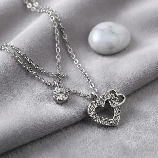 Silver_Exclusive_Rose_Gold_Layered_Heart_Star_Pendant_Necklace_Romantic_Gift_For_Her