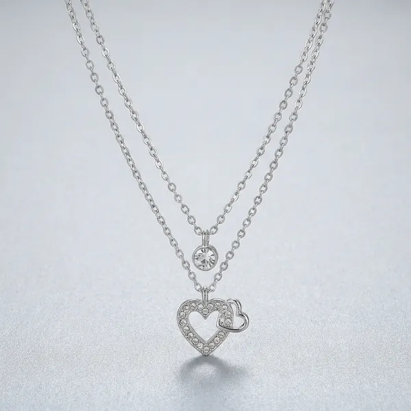 Silver_Exclusive_Rose_Gold_Layered_Heart_Star_Pendant_Necklace_Romantic_Gift_For_Her