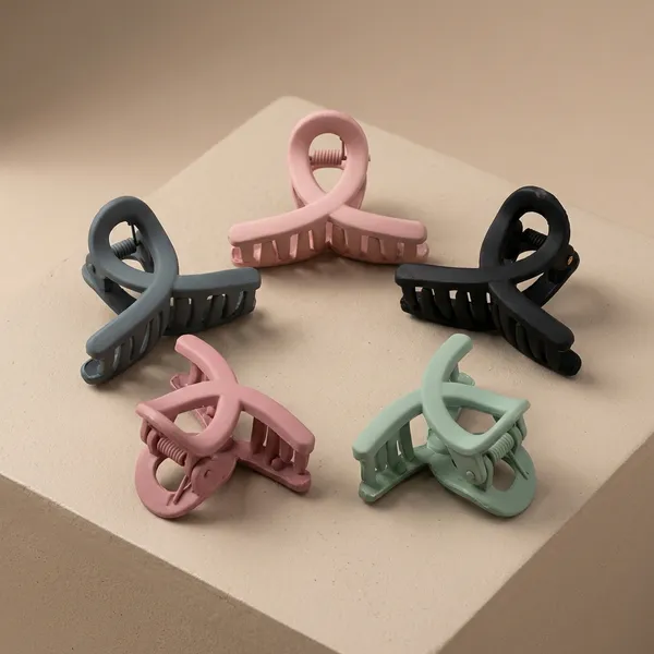 Multicolor_Large_Matte_Hair_Clips_For_Women_Strong_Hold_Geometric_Claw_Clips_Thick_Hair_Accessories_Pack_Of_5