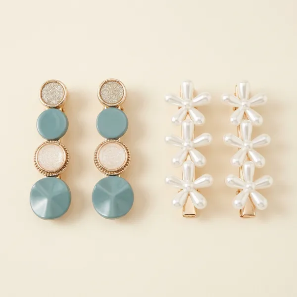 Green_and_White_Decorative_Hair_Clips_For_Wedding_Parties_Stone_And_Pearl_Barrettes_Iridescent_Flower_Petal_Hair_Pins_Pack_Of_4