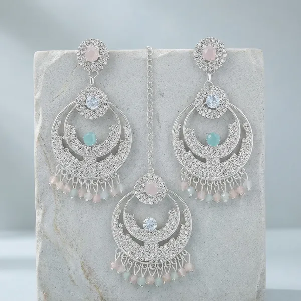 Silver_Ethereal_Silver_Chandbali_Earrings_With_Matching_Maang_Tikka_Mint_Blush_Accents