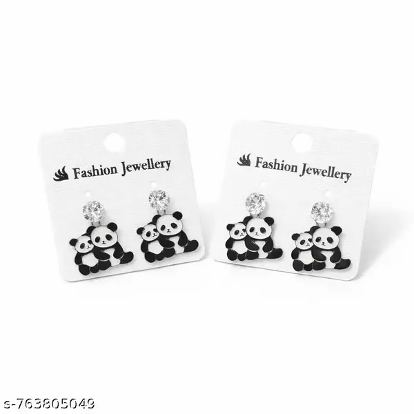 Silver_and_Black_Cute_Panda_Rhinestone_Stud_Earrings_For_Girls_Women