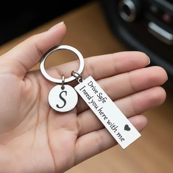 Silver_Stainless_Steel_Drive_Safe_Keychain_With_Initial_Letter_For_All