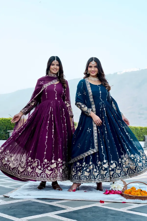 Blue_And_Purple_Ethnic_Wear_Kurta_Pajama_With_Dupatta_For_Women_Pack_Of_2