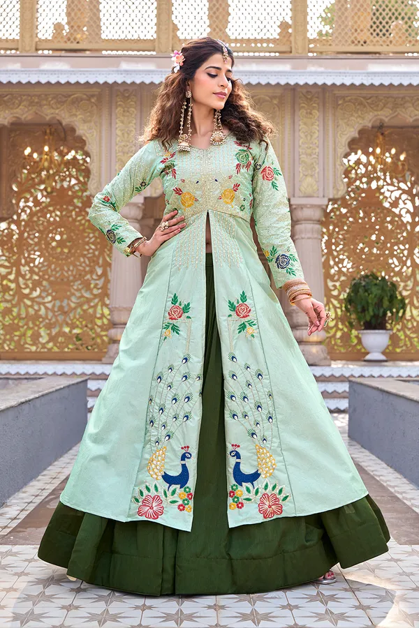 Light_Green_And_Lavender_Floral_Embroidered_Anarkali_Gown_Set_For_Women