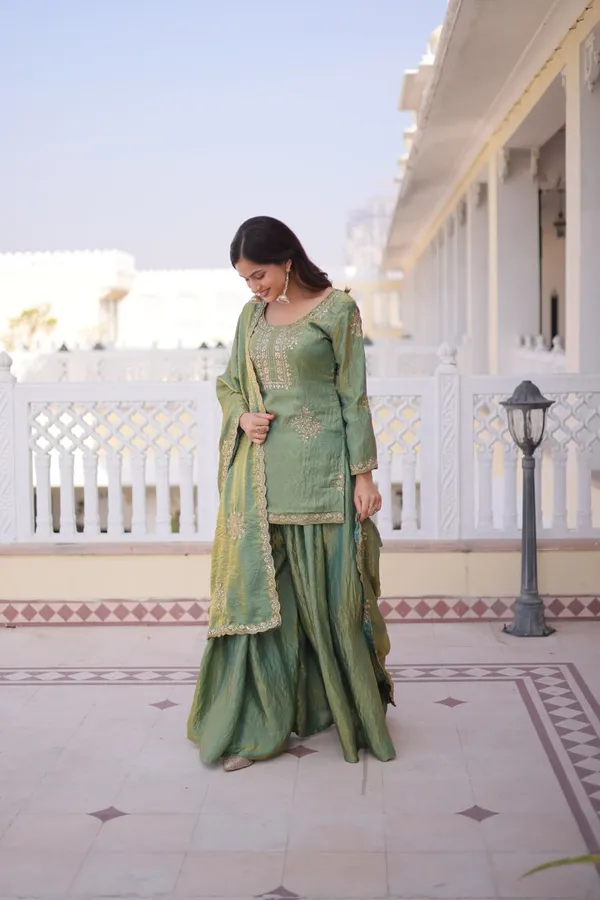 Green_Elegant_Embroidered_Sharara_Set_With_Dupatta_For_Women