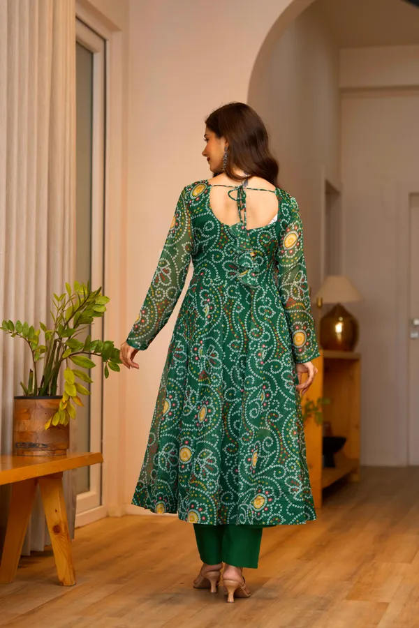Green_Bandhani_Print_Anarkali_Kurta_Set_With_Dupatta_For_Women