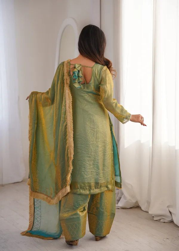 Green_Silk_Suit_Set_With_Dupatta_And_Fringe_Border_Ethnic_Wear_For_Women