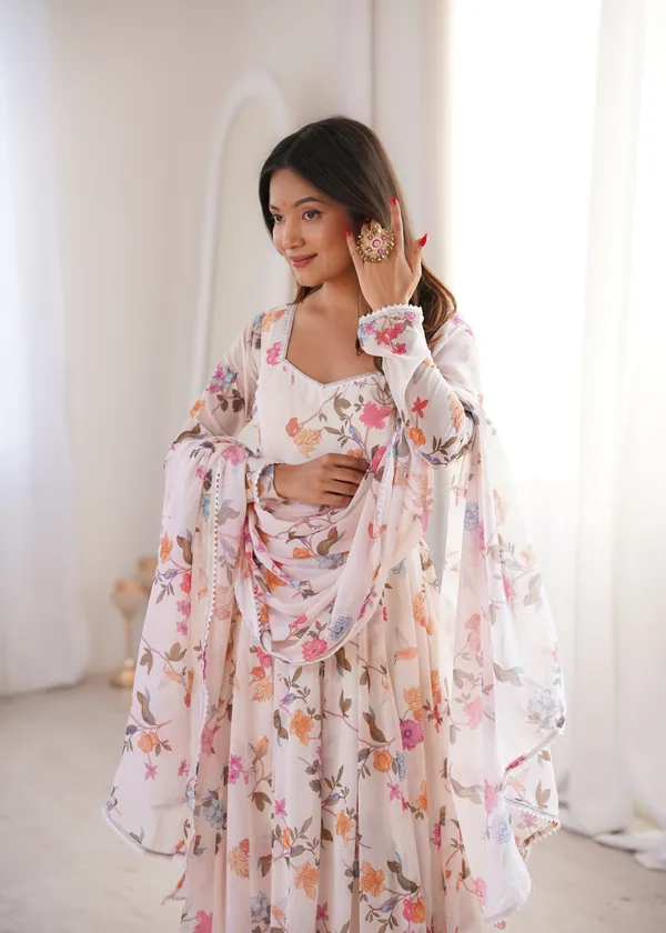 White_Floral_Print_Anarkali_Suit_Set_With_Dupatta_For_Women
