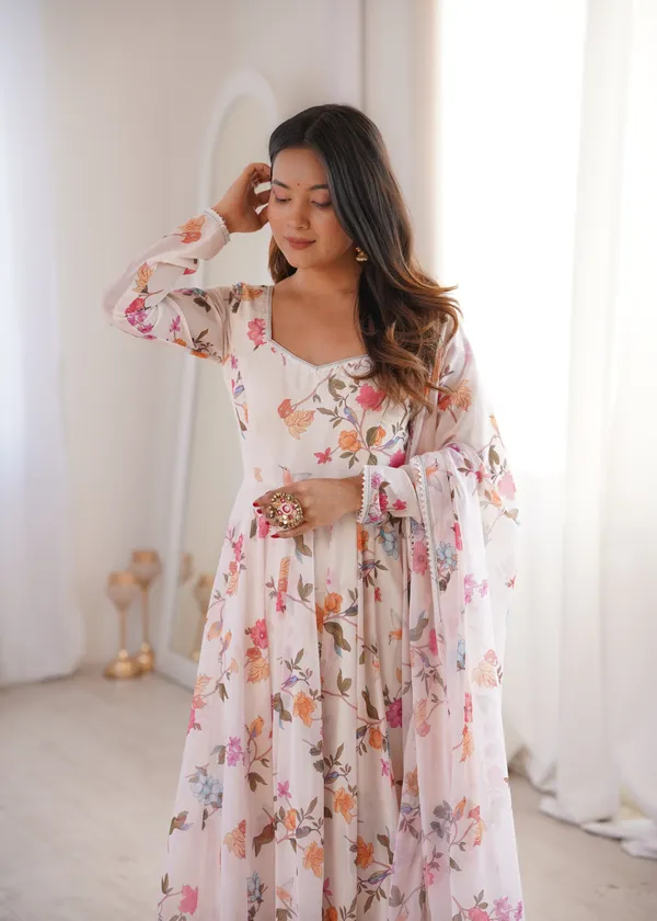 White_Floral_Print_Anarkali_Suit_Set_With_Dupatta_For_Women