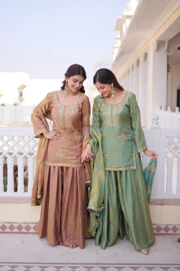 Green_Elegant_Embroidered_Sharara_Set_With_Dupatta_For_Women