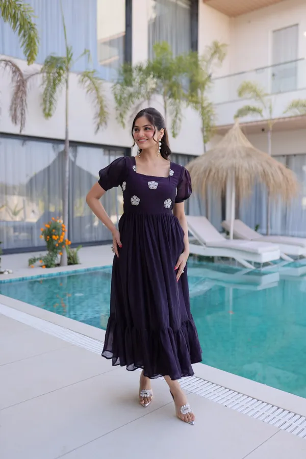 Red_And_Black_Embellished_Maxi_Dress_With_Puffed_Sleeves_For_Women_Pack_Of_2